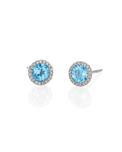Diamond Surround Gemstone Post Earrings