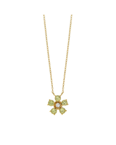 Gemstone and Diamond Yellow Gold Flower Necklace