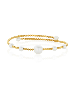 Beaded Wrap Bracelet in Yellow Gold with Freshwater Pearls