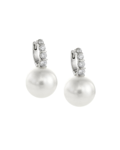 White Gold South Sea Pearl & Diamond Earrings