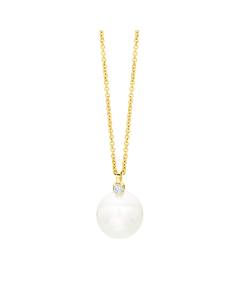 9mm Pearl & Diamond Pendant Necklace