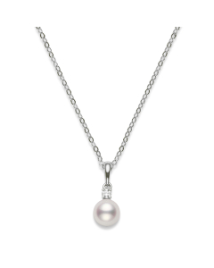 Mikimoto 6.5-6mm A White Pearl and Diamond Pendant Necklace