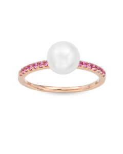 Rose Gold Pearl & Pink Sapphire Ring