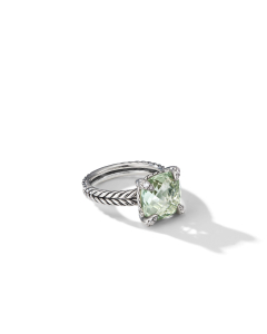David Yurman 11mm Chatelaine Ring with Prasiolite and Diamonds, size 6.5