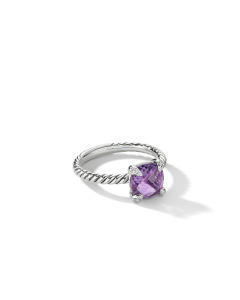 David Yurman Chatelaine Ring with Amethyst and Diamonds, Size 6.5