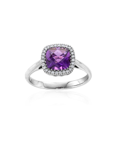 Amethyst & Diamond White Gold Ring