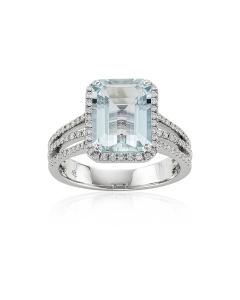 Aquamarine and Diamond Ring