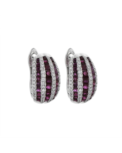 Gemstone and Diamond Huggie Earrings