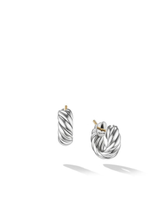 David Yurman Sculpted Cable Huggie Hoop Earrings in Sterling Silver
