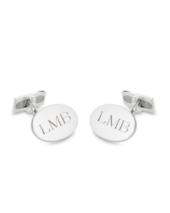 Personalized Sterling Silver Oval Engravable Cuff Links