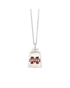 Mississippi State Cowbell Necklace in Sterling Silver