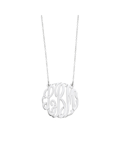 25mm Sterling Silver Script Monogram Pendant Necklace