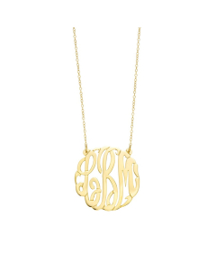 25mm Gold Plated Script Monogram Pendant Necklace