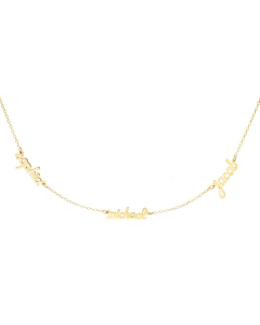 Yellow Gold Plated Petite Triple Name Necklace_1