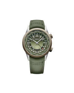 Raymond Weil Freelancer GMT Worldtimer Green Leather Watch, 41mm