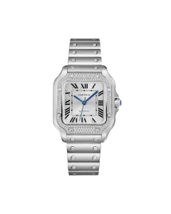 Santos de Cartier Steel Watch with Diamonds, medium
