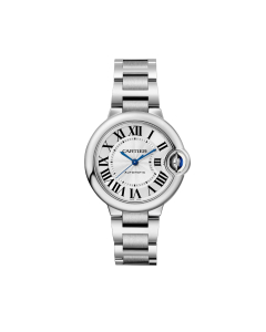 Ballon Bleu de Cartier Watch, Silver Guilloche Dial, 33mm
