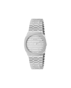 Gucci 25H Brushed Steel Dial Watch, 38mm