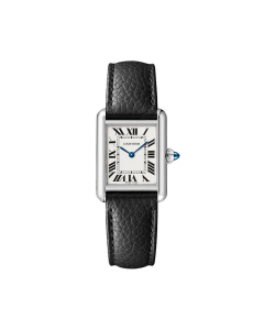 Cartier Small Tank Must Watch, Black Calfskin Strap
